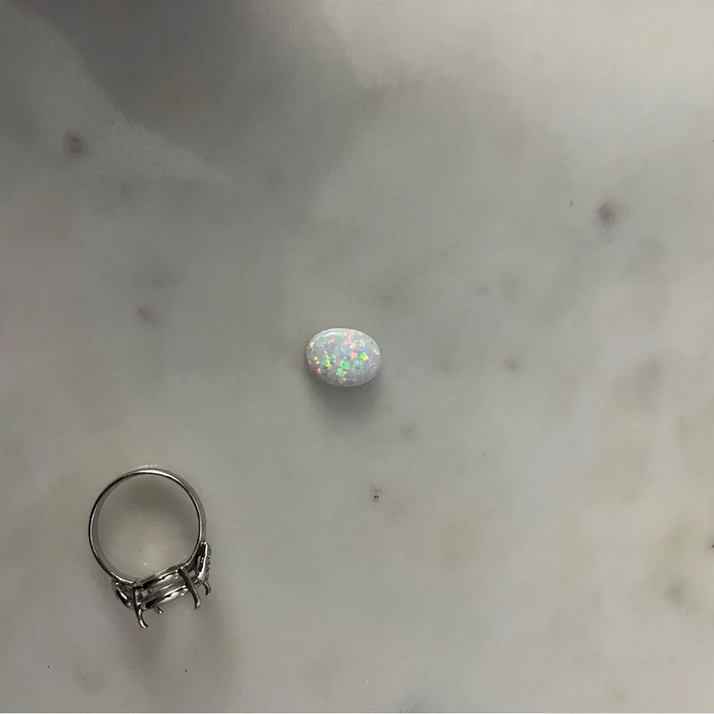 Sterling silver 925 opal and cubic zirconia statement ring